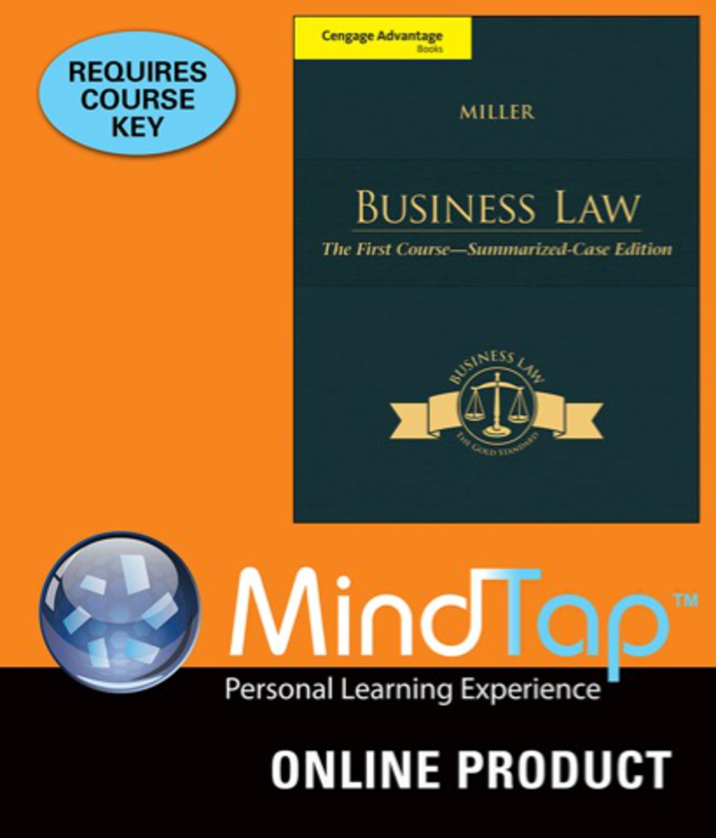 MindTap Business Law (with Digital Video Library) for Miller's Business Law: The First Course: Summarized Case Edition, 13th Edition, [Instant Access], 1 term (6 months) 13th Edition â€“ PDF/EPUB Version Downloadable